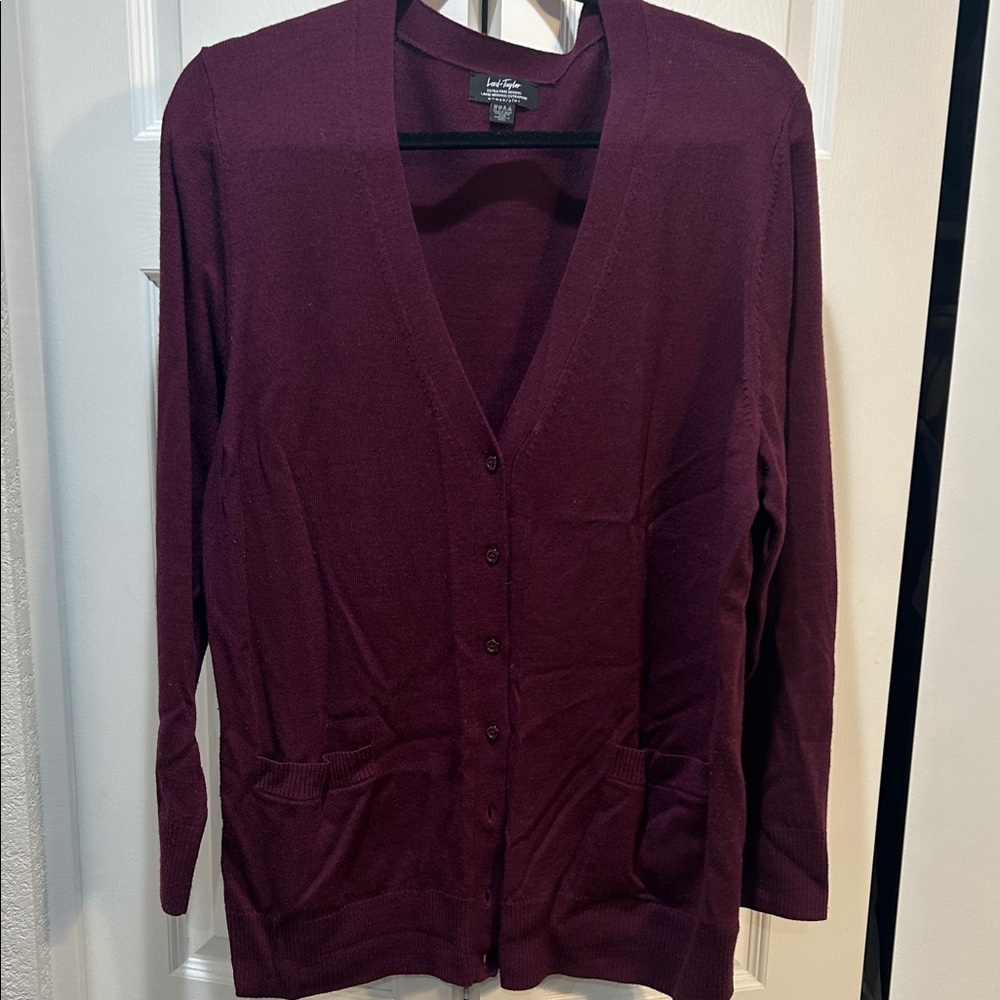 Lord & Taylor Women's Burgundy Cardigan